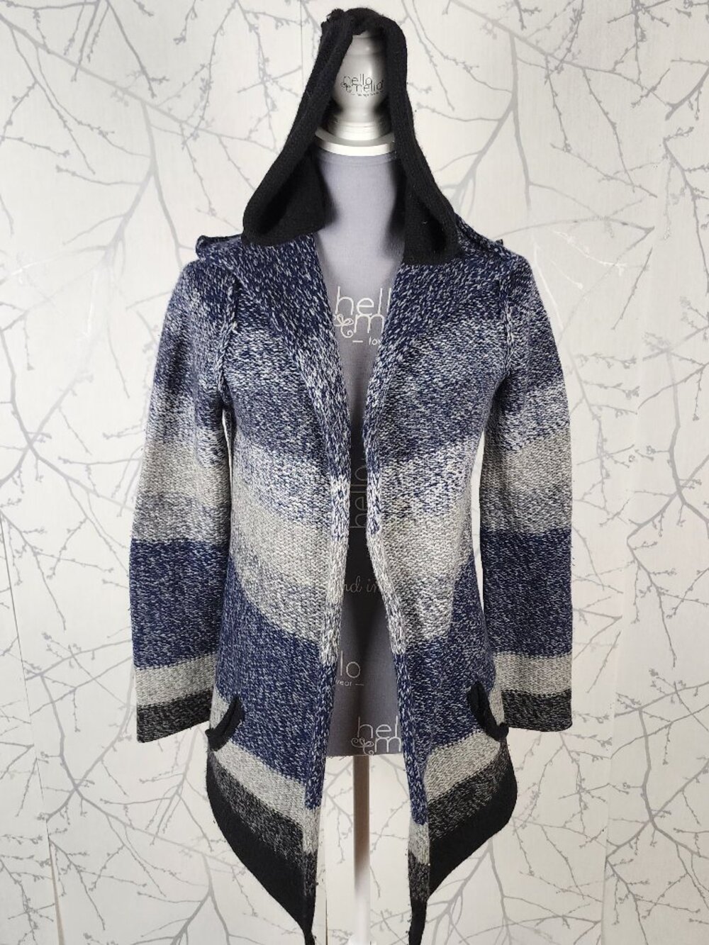 James Perse 70% Wool 30% Cashmere Chunky Knit Hooded Cardigan